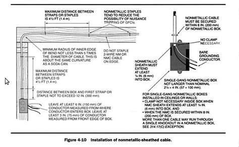 code requirements for staple in romex distance from junction box|stapling for romex cable.